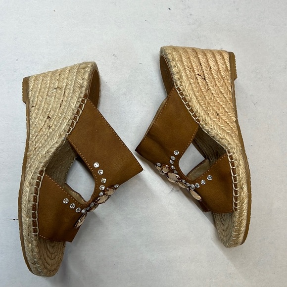 ADRIENNE Vittadini Jute wedge Jeweled Espadrille  - Russet 6M - Picture 3 of 5